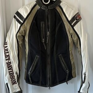 Harley-Davidson Women's Black and Tan Leather Jacket